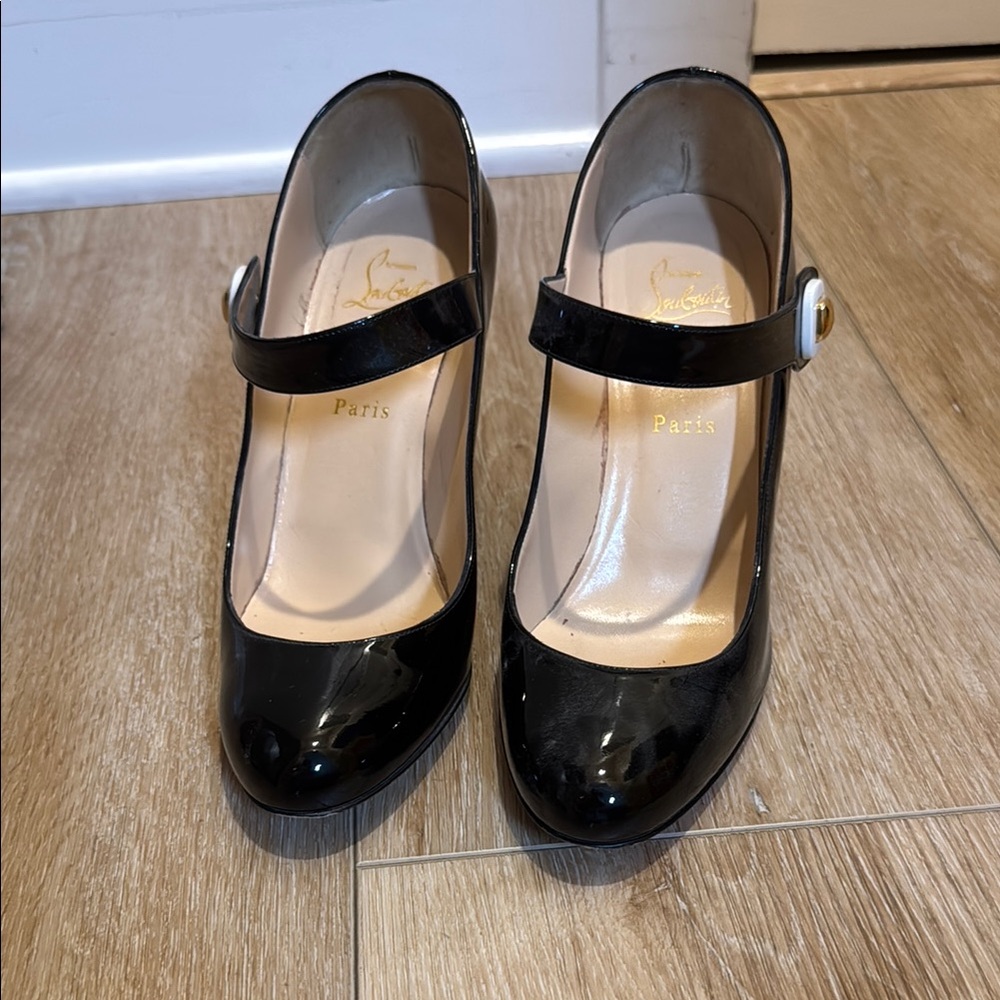 Christian Louboutin Black and Red Mary Jane Heels